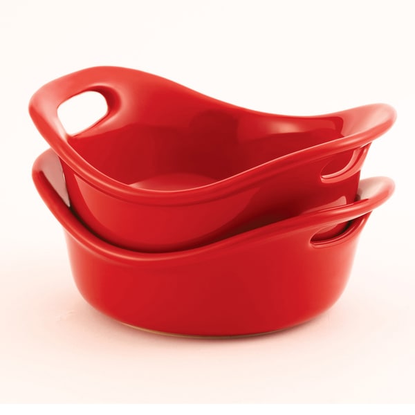 Rachael Ray Stoneware 2 piece 12 ounce Round au Gratin, Red Rachael Ray Ceramic Bakeware