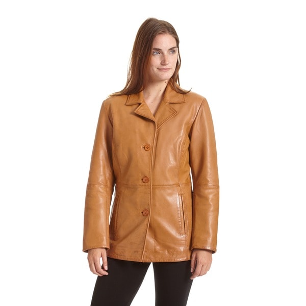 Shop Excelled Women's Leather Button Front Stroller Jacket - Free ...