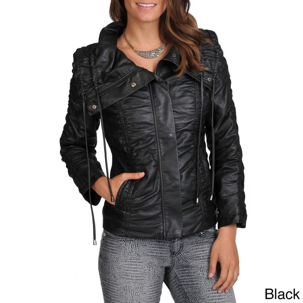 Shop Excelled Women's Ruched Faux Leather Coat - Free Shipping Today ...