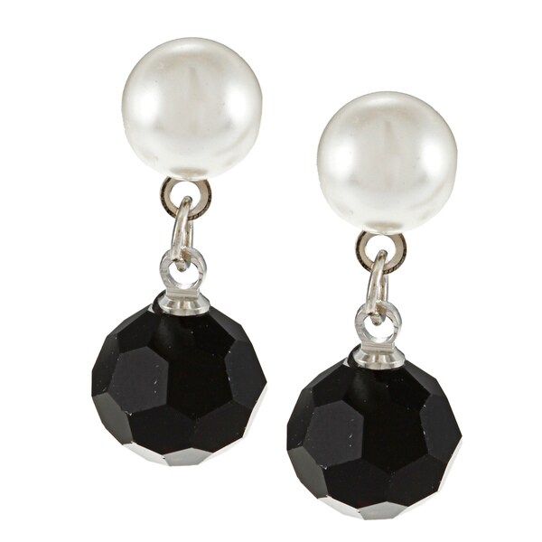 Alexa Starr Silvertone Black and White Faux Pearl Earrings   14919104