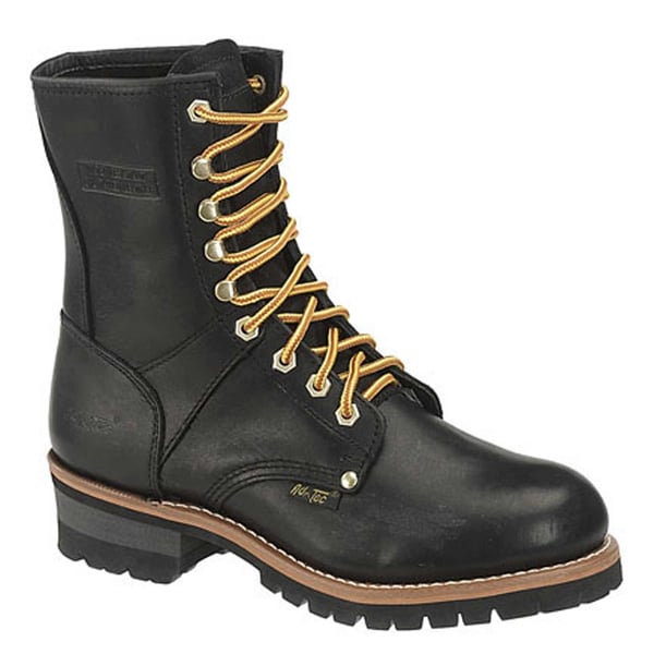 AdTec Men's Black Oiled Leather Logger Boots - 14919308 - Overstock.com ...