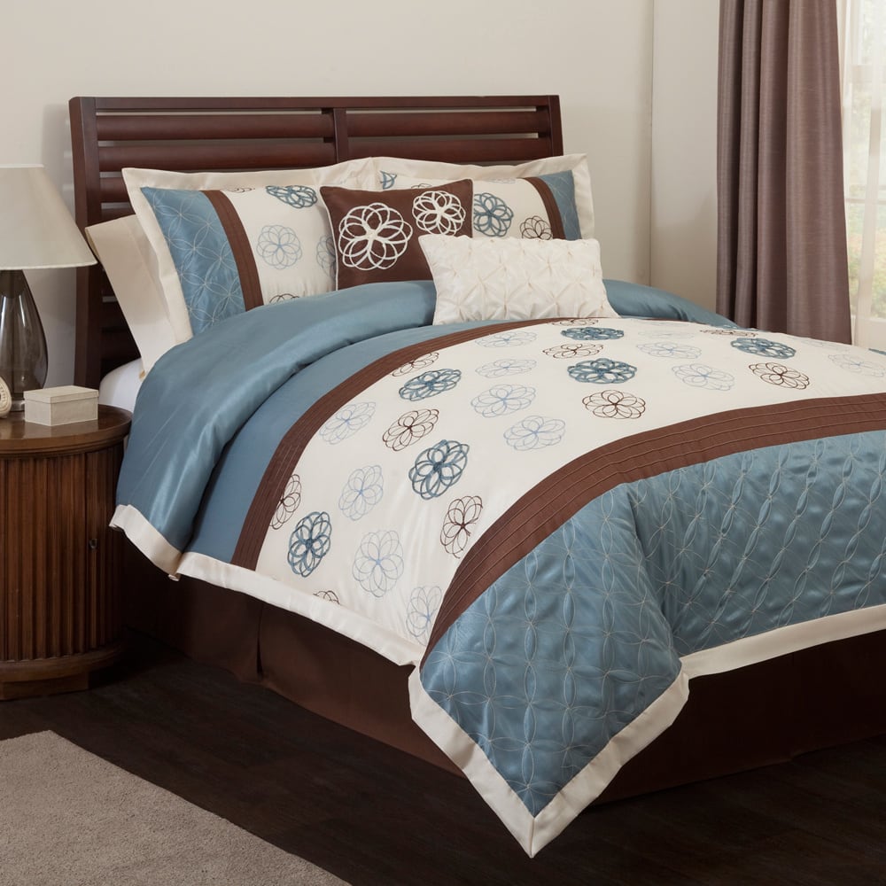 Lush Decor Covina Blue/Brown 6-piece Comforter Set