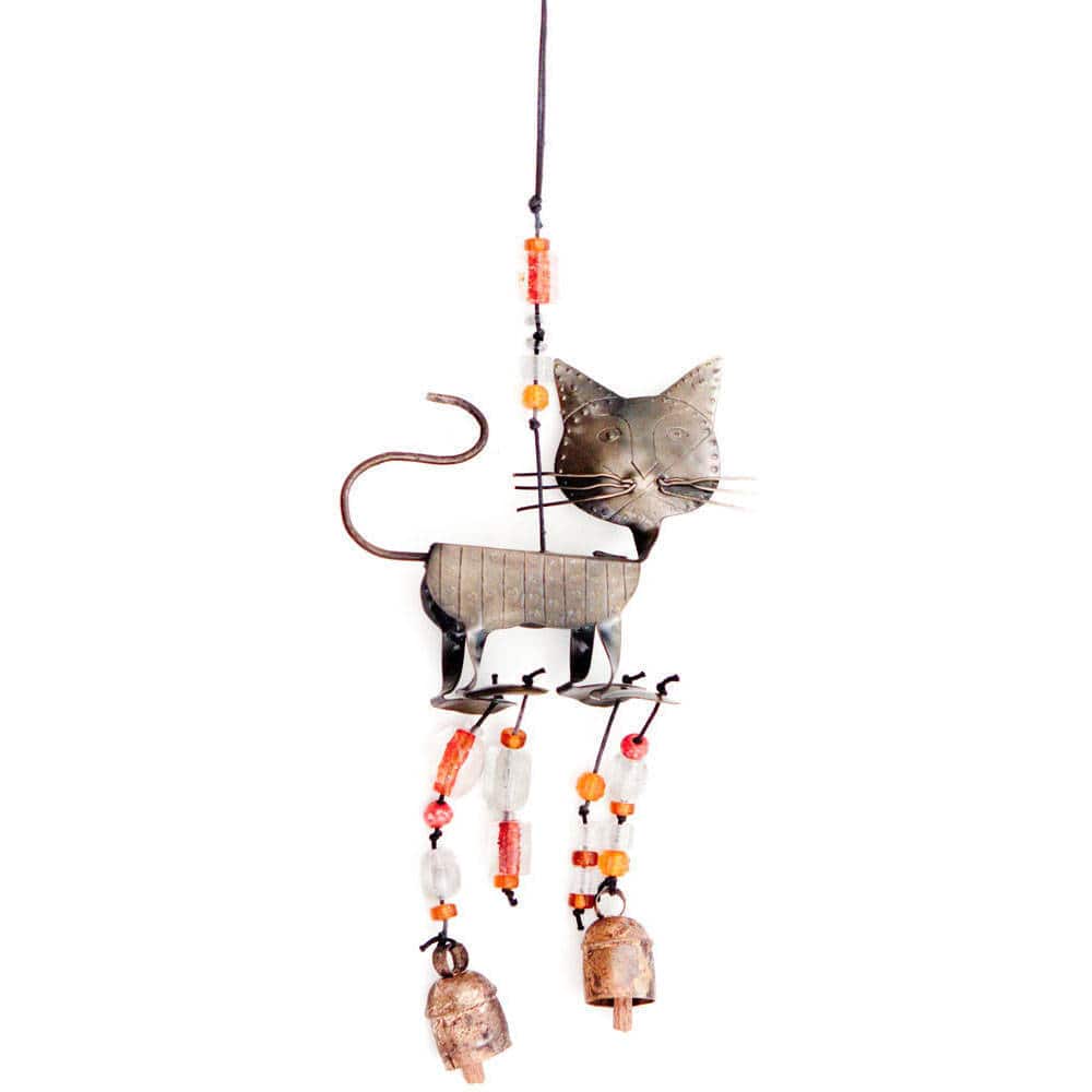 Handmade A Cat's Walk 3-D Wind Chime (India) - Rustic/Metal
