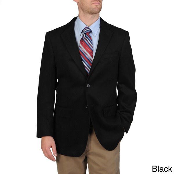 Jean Paul Germain Mens Eldon Black Cashmere Blend Trim Fit Sportcoat