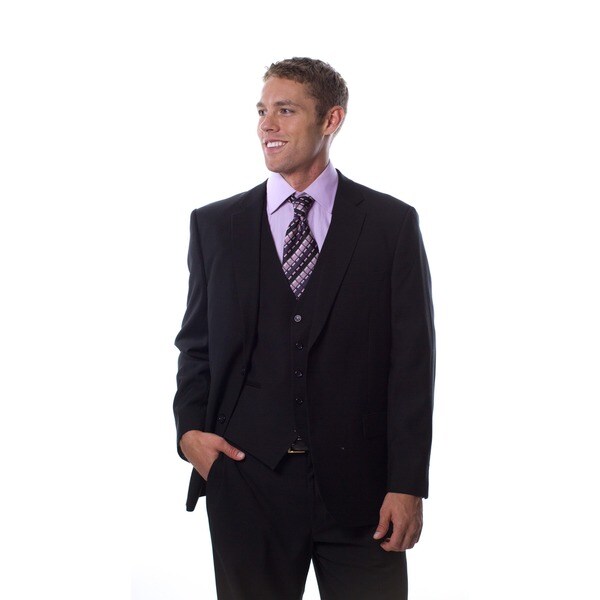 Caravelli Men's 3-piece Black Vested Suit
