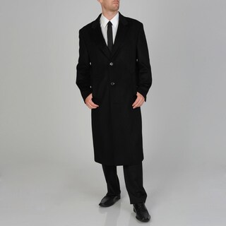 Pronto Moda Men S Harvard Black Wool Cashmere Blend Full Length Coat Overstock 7472191