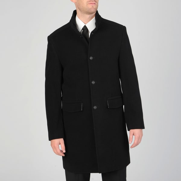 West End Men's Black Wool Blend 3-button Carcoat - Overstock - 7472193