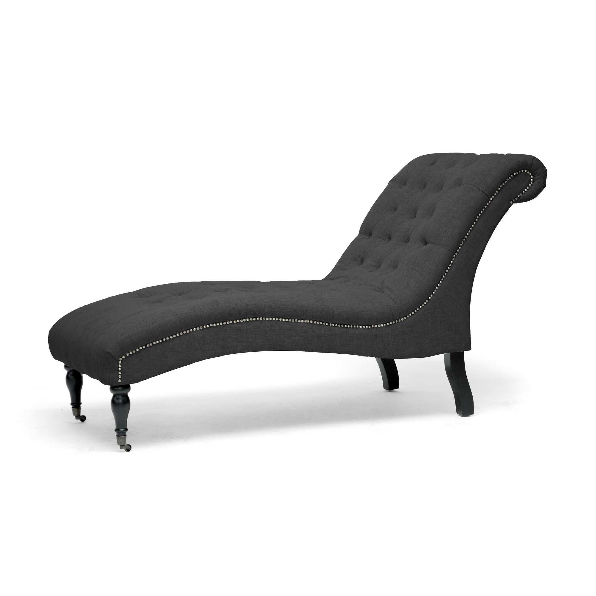 Amelia Grey Linen Victorian Chaise Lounge