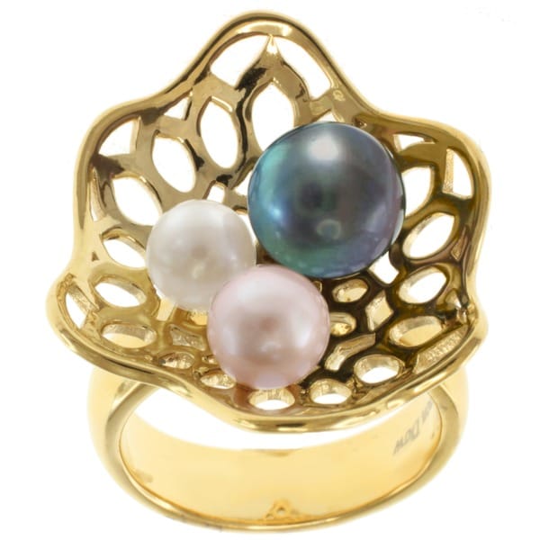 Michael Valitutti Jason Dow Two-tone Multi-colored Pearl Ring (5-8 mm)