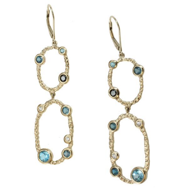 Michael Valitutti Two tone Black Spinel, Blue Topaz and Sapphire Earrings Michael Valitutti Gemstone Earrings