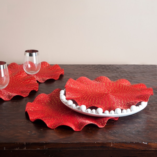 Curly Red Placemats (Set of 4) Table Linens