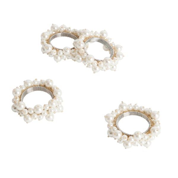Saro Ivory Faux pearl Napkin Ring (Set of 4) Napkin Rings
