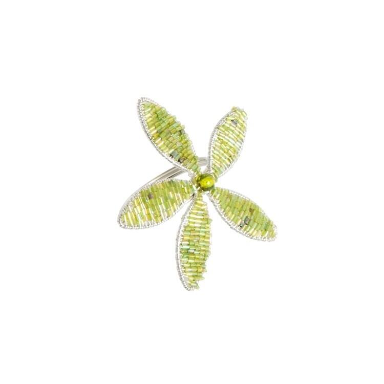 Beaded Flower Napkin Rings (Set of 4)