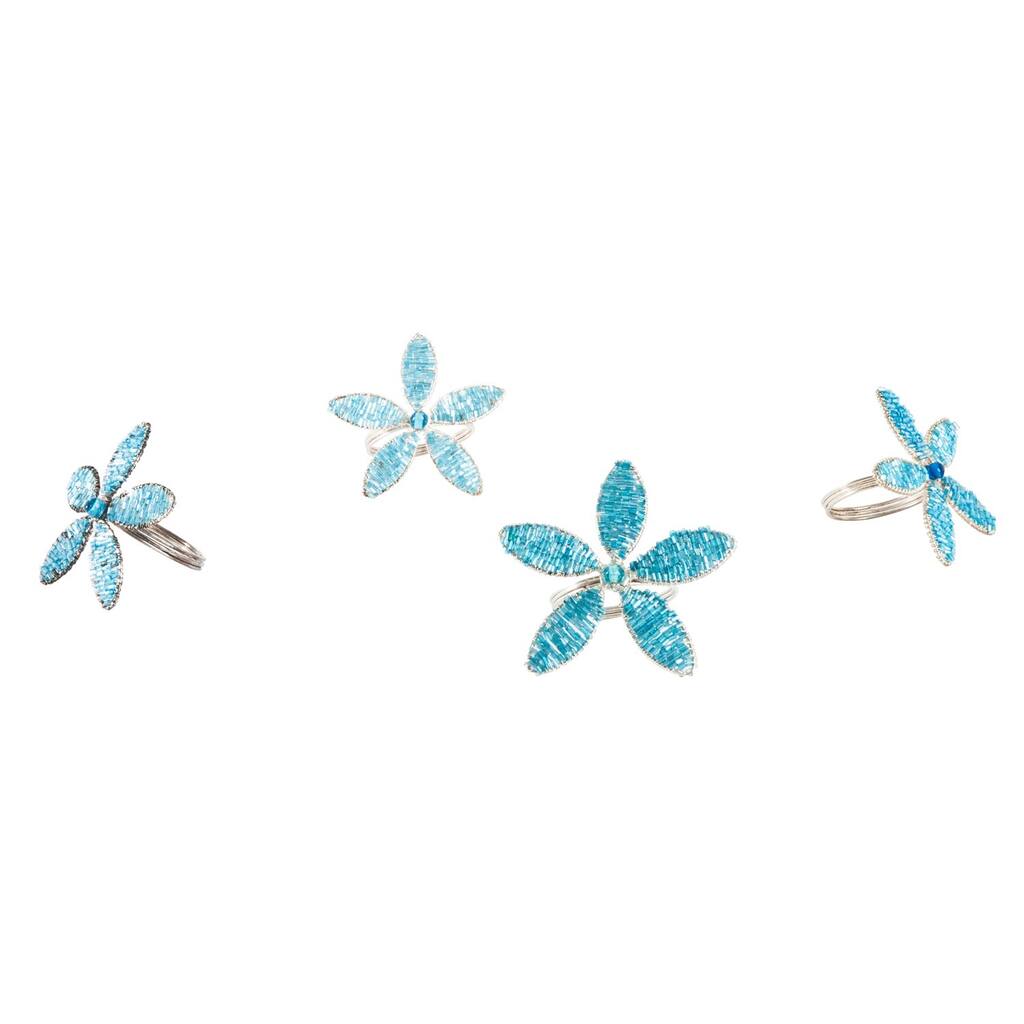 Beaded Flower Napkin Rings (Set of 4)