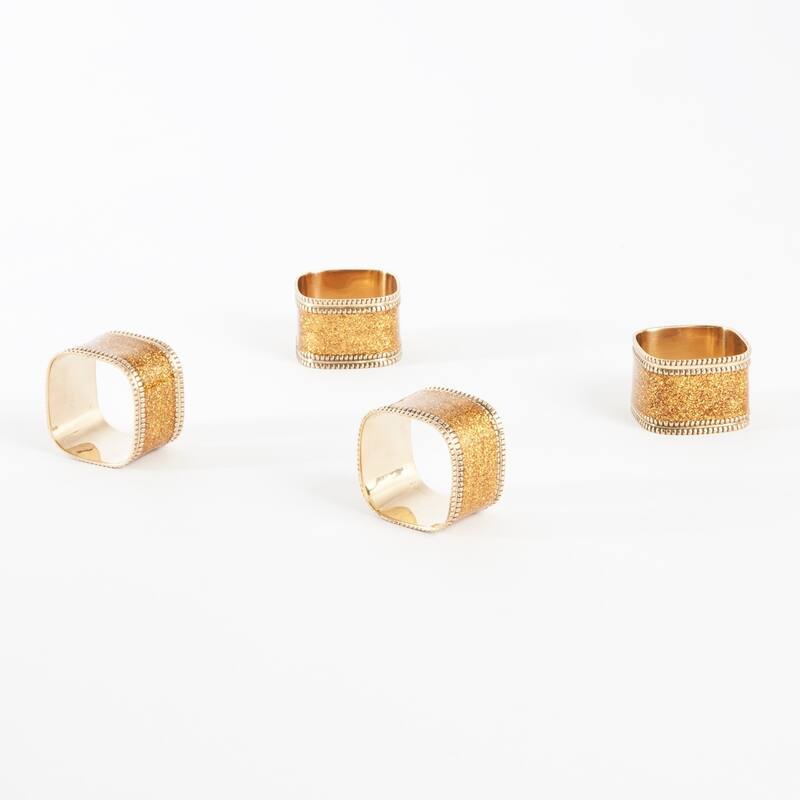 Sparkling Square Design Napkin Rings (Set of 4)
