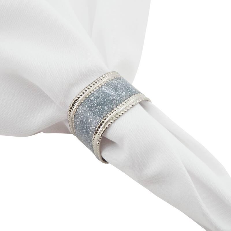 Sparkling Square Design Napkin Rings (Set of 4)