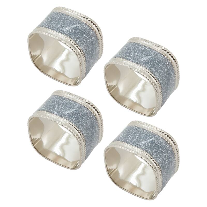 Sparkling Square Design Napkin Rings (Set of 4)