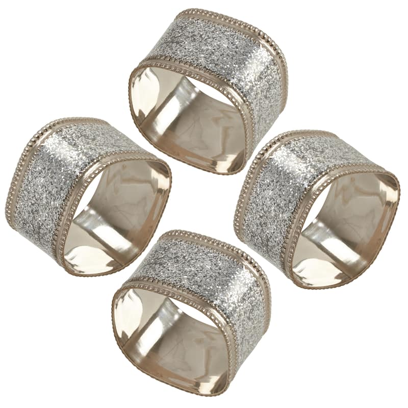 Sparkling Square Design Napkin Rings (Set of 4)