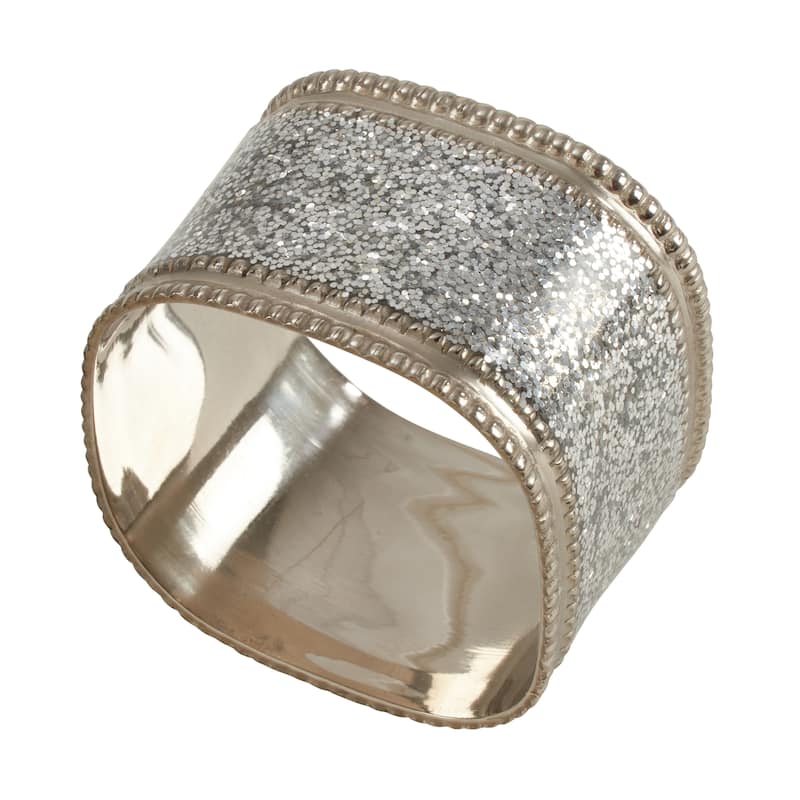 Sparkling Square Design Napkin Rings (Set of 4)