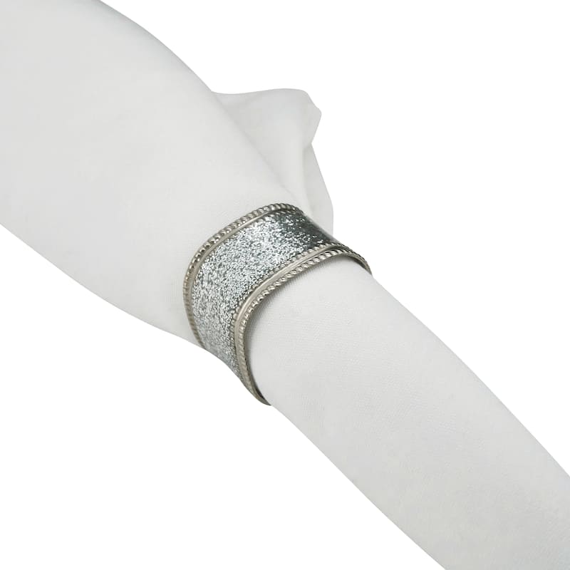 Sparkling Square Design Napkin Rings (Set of 4)