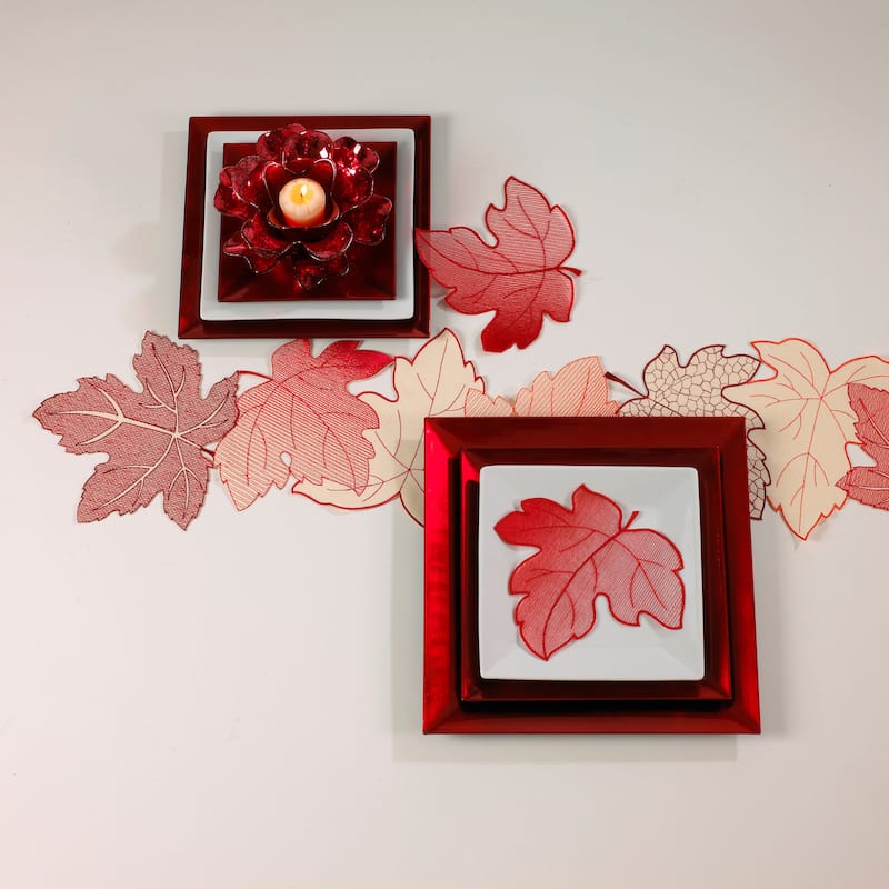 Leaf Design Crimson Doilies (Set of 4)