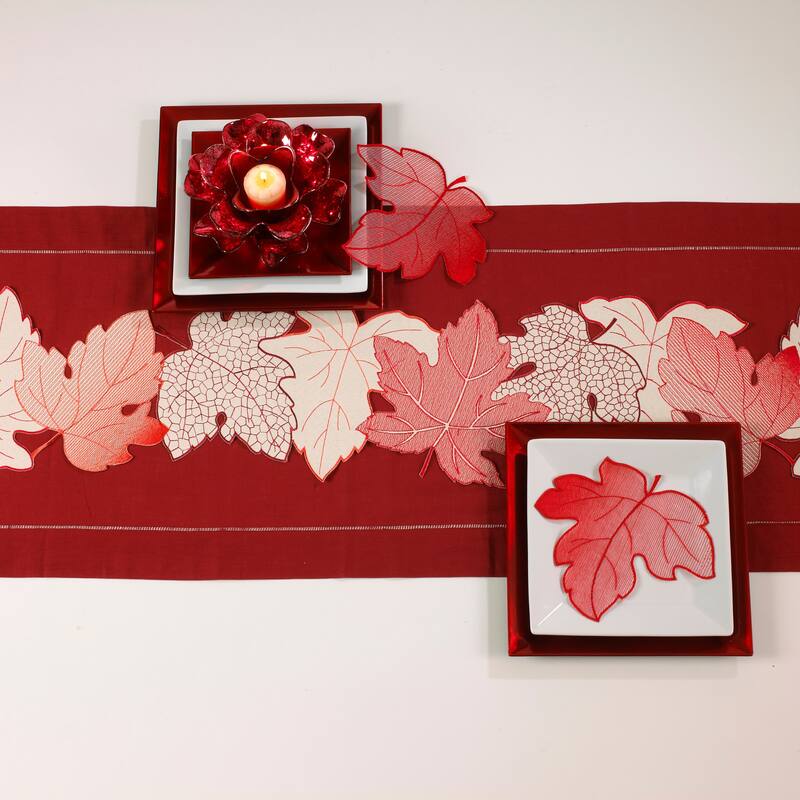 Leaf Design Crimson Doilies (Set of 4)