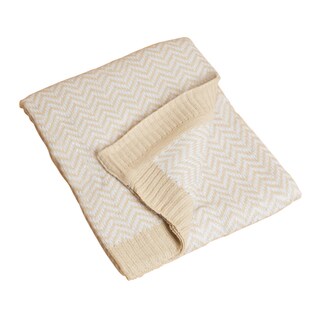 Saro Natural Herringbone Baby Blanket