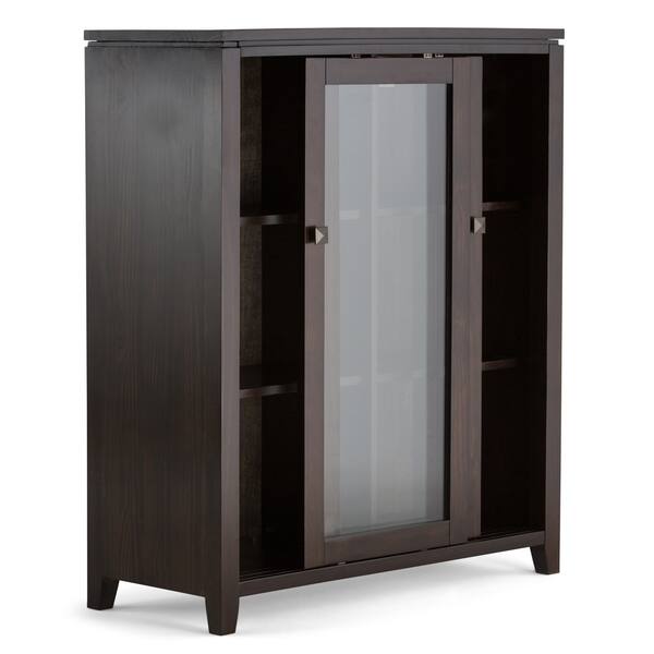 Shop Wyndenhall Essex Solid Wood 36 Inch Wide Contemporary Medium Storage Cabinet In Coffee Brown 36 W X 15 D X 42 8 H Overstock 7480503