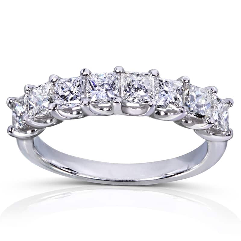 Annello by Kobelli 14k Gold 1 1/2ct TDW Princess Diamond Wedding Band - 4 - White