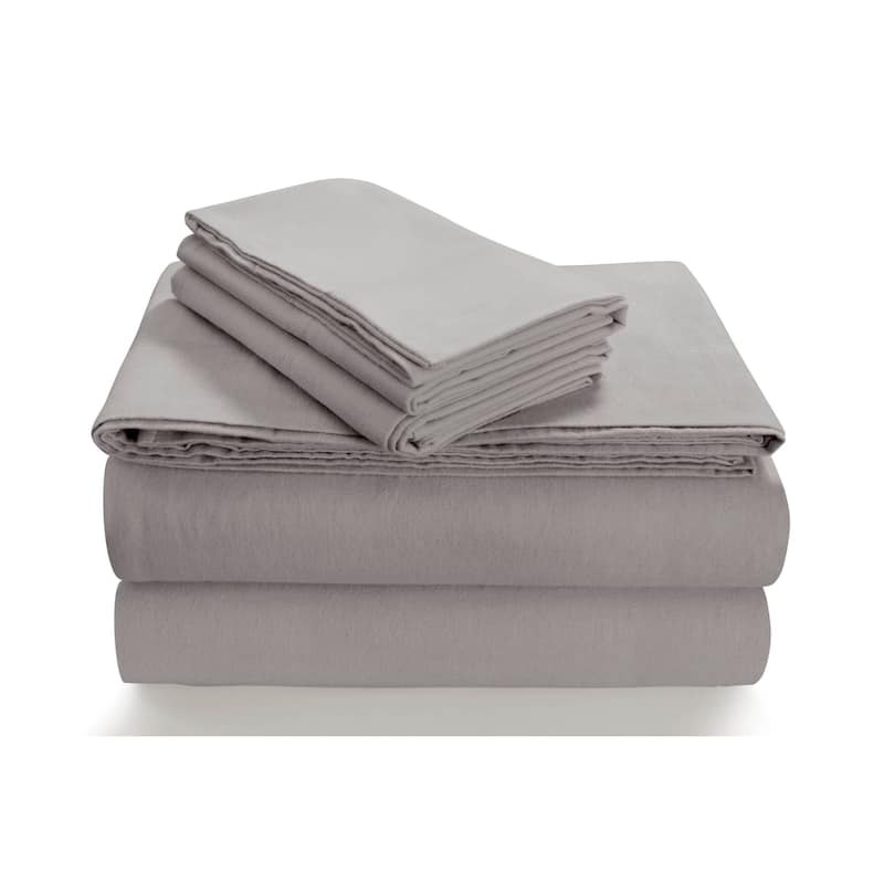 170-GSM Cozy Flannel Solid Extra Deep Pocket Bed Sheet Set - King - Platinum