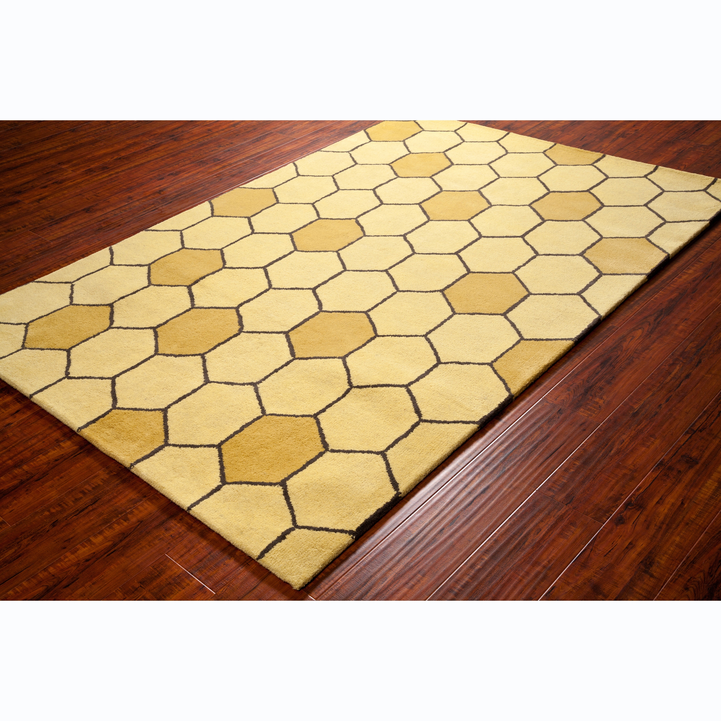 Allie Handmade Honey Comb Design Wool Rug (5 X 76)