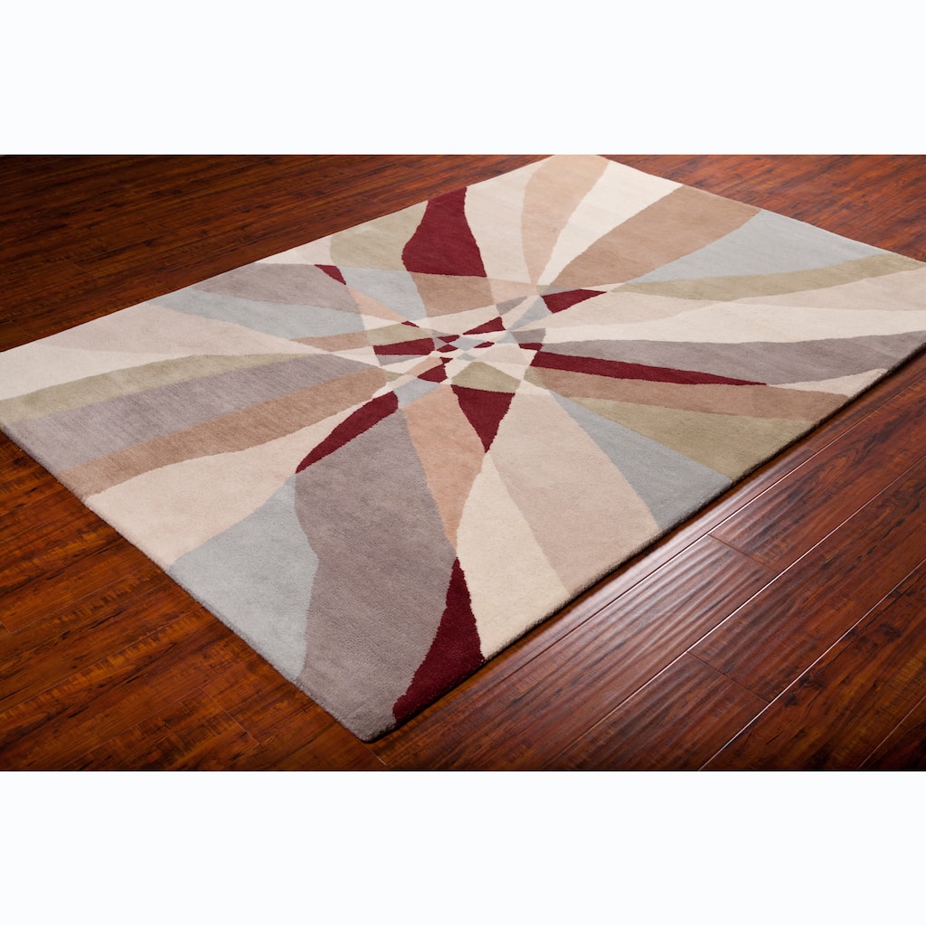 Contemporary Allie Handmade Abstract Wool Rug - multi - 5' x 7'6