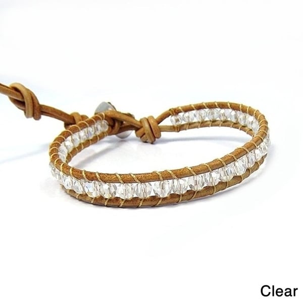 Shop Handmade Trendy Nude Leather Mix Stone Single Strand Bracelet