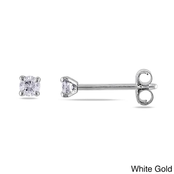 Miadora 14k White or Yellow Gold 1/10ct TDW Round Diamond Stud Earrings