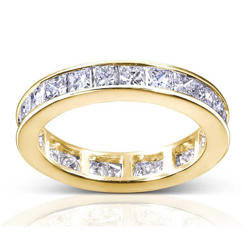 Annello 14k Gold 3ct TDW Princess Diamond Eternity Ring - Yellow - Size 4