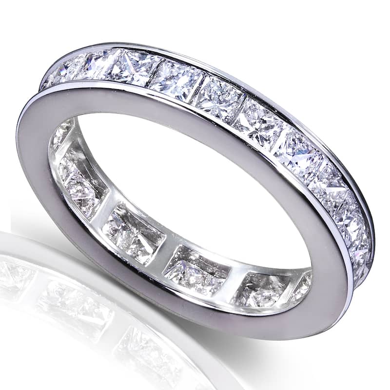 Annello 14k Gold 3ct TDW Princess Diamond Eternity Ring