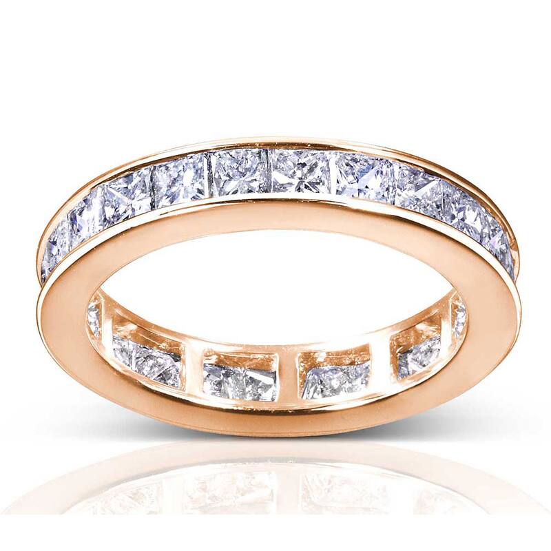 Annello 14k Gold 3ct TDW Princess Diamond Eternity Ring - Rose - Size 4