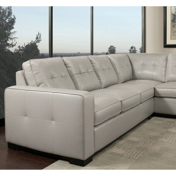 Shop Westwood Grey Leather Sectional Sofa Free Shipping Today