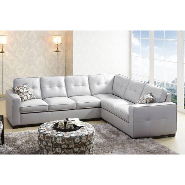 Shop Westwood Grey Leather Sectional Sofa Free Shipping Today