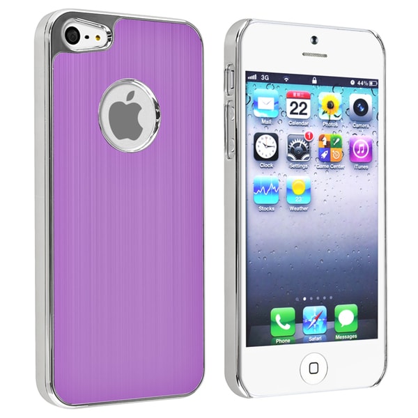 INSTEN Purple Brushed Chrome Aluminum Rear Phone Case Cover for Apple iPhone 5