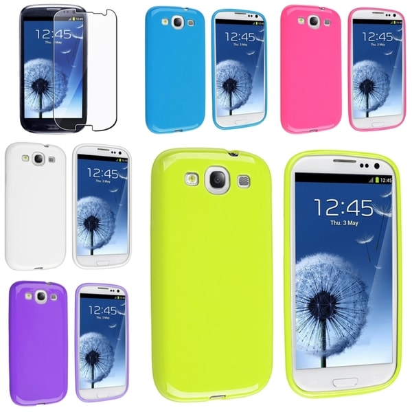 BasAcc TPU Rubber Case/ Screen Protector for Samsung Galaxy S III/ S3