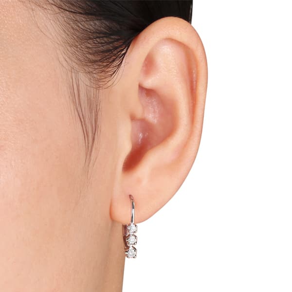 Miadora Sterling Silver 1/4ct TDW Diamond Leverback Earrings