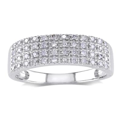 Miadora Sterling Silver 1/4ct TDW Pave Diamond Ring