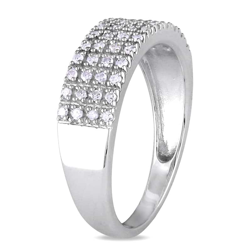 Miadora Sterling Silver 1/4ct TDW Pave Diamond Ring