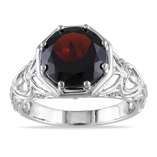 Miadora Sterling Silver Garnet Cocktail Ring Miadora Gemstone Rings