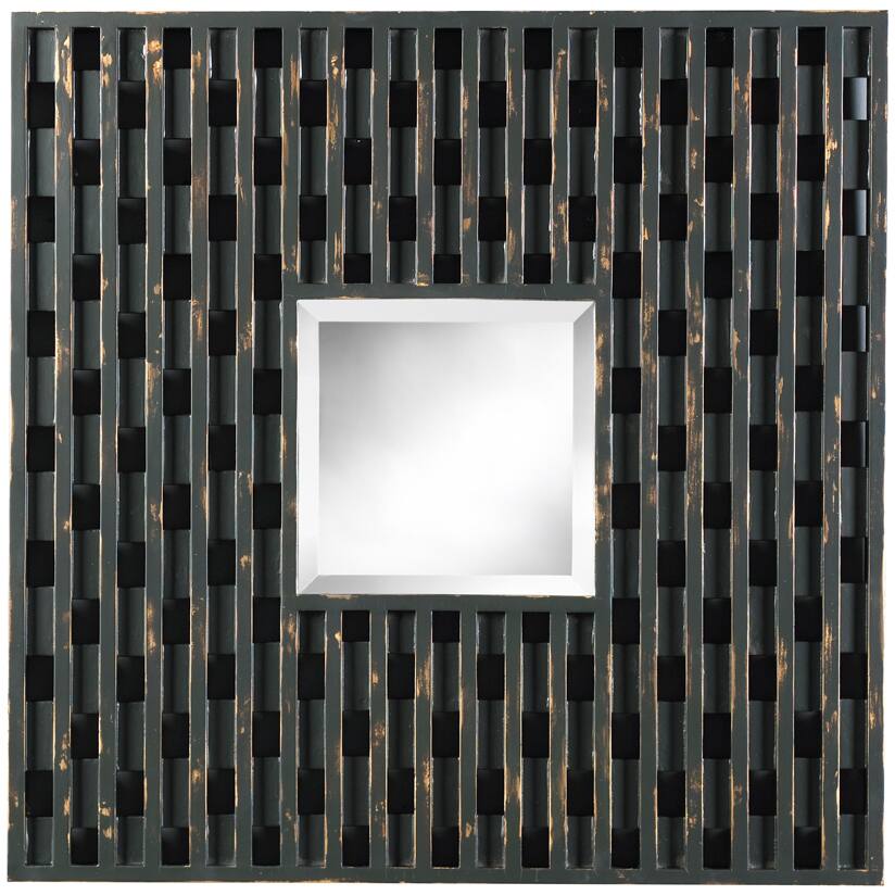 Kingsbury Distressed Black Square Mirror