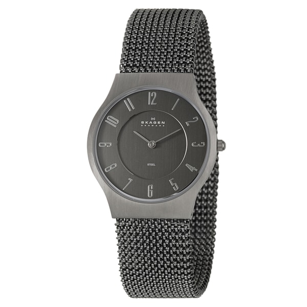 Skagen Mens Mesh Black Stainless Steel Quartz Watch  