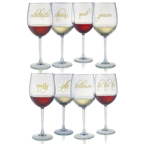 Holiday Decorated Allpurpose Wine Glasses (8) Free Shipping Today