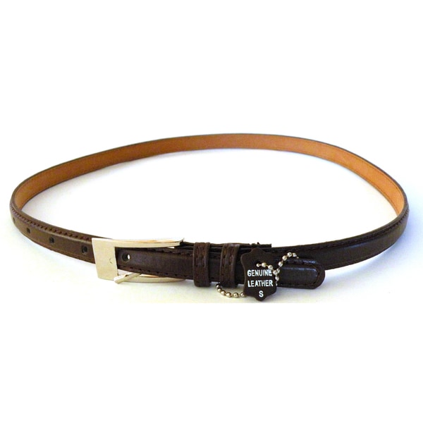 Shop Womens Brown Leather Skinny Dress Belt - Free Shipping On Orders ...