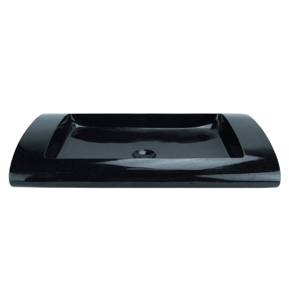 Italia Black Granite Shallow Rectangular Vessel Sink